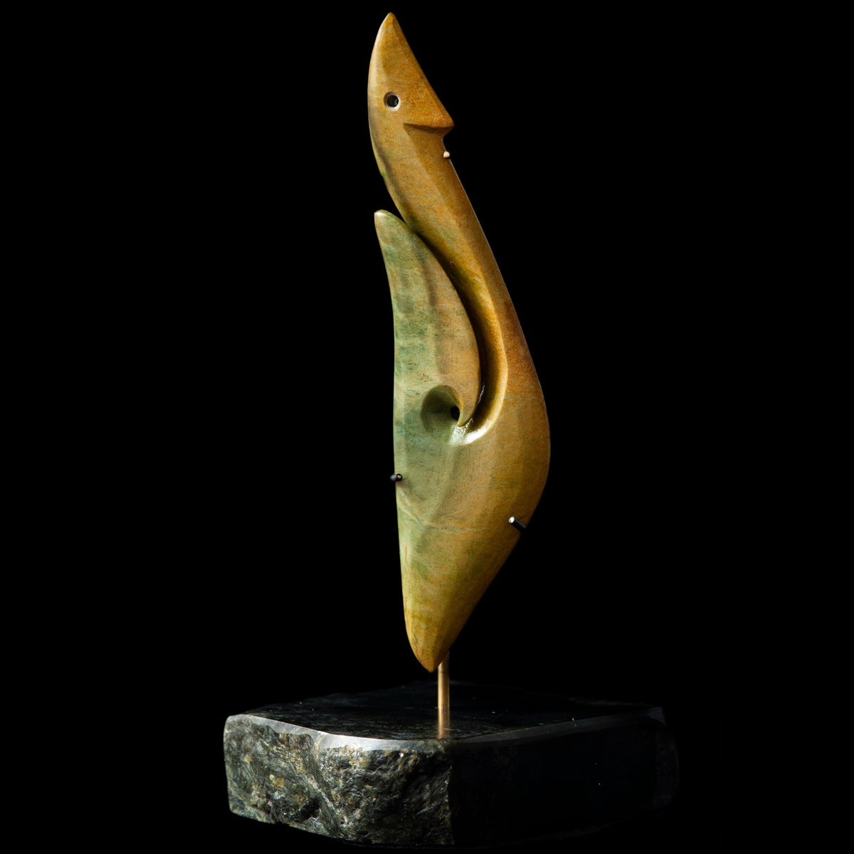 Pounamu matau sculpture